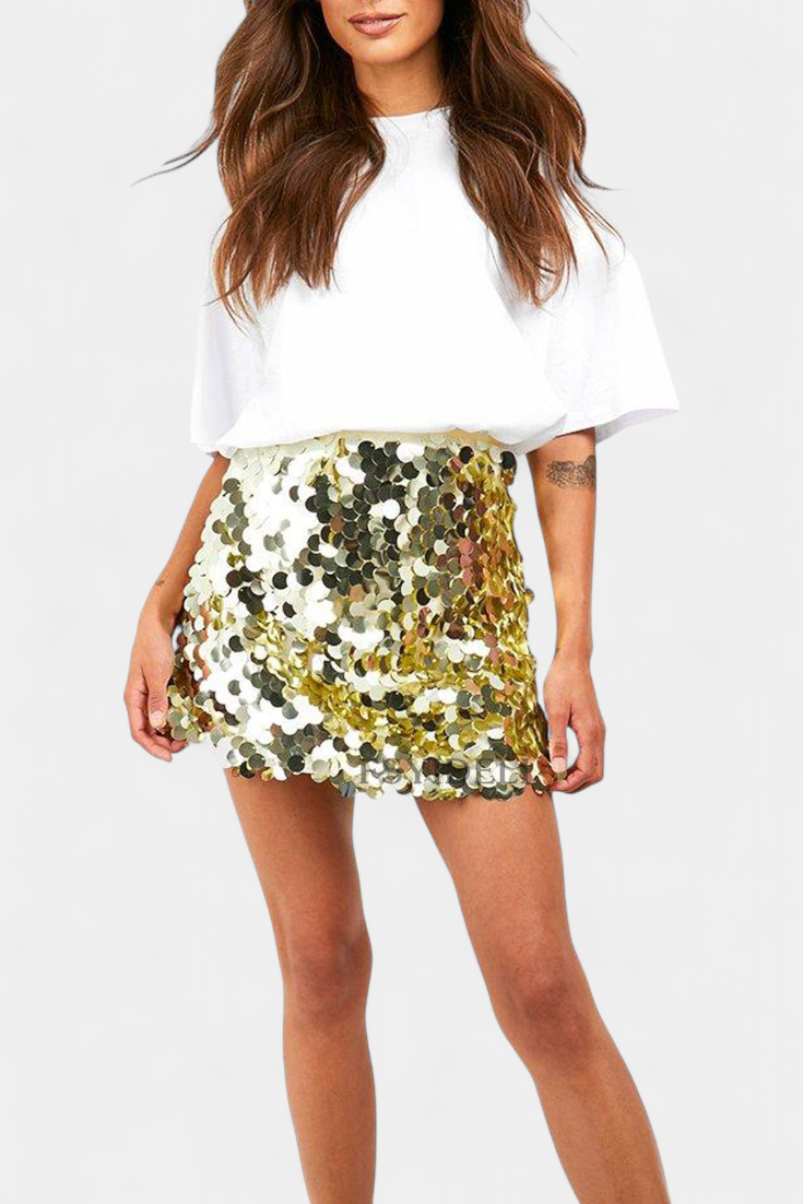 Veena Sequined Mini Skirt with Comfortable Fit