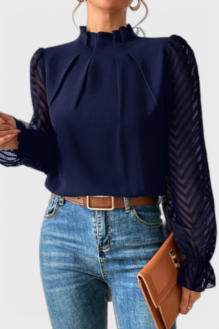 Helga Nautical Blouse Featuring Elegant Accents