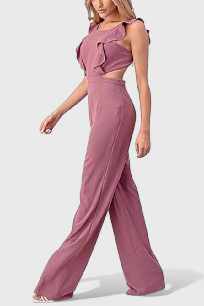 Chantal Cut-Out Sleeveless Jumpsuit with Wide Leg Design