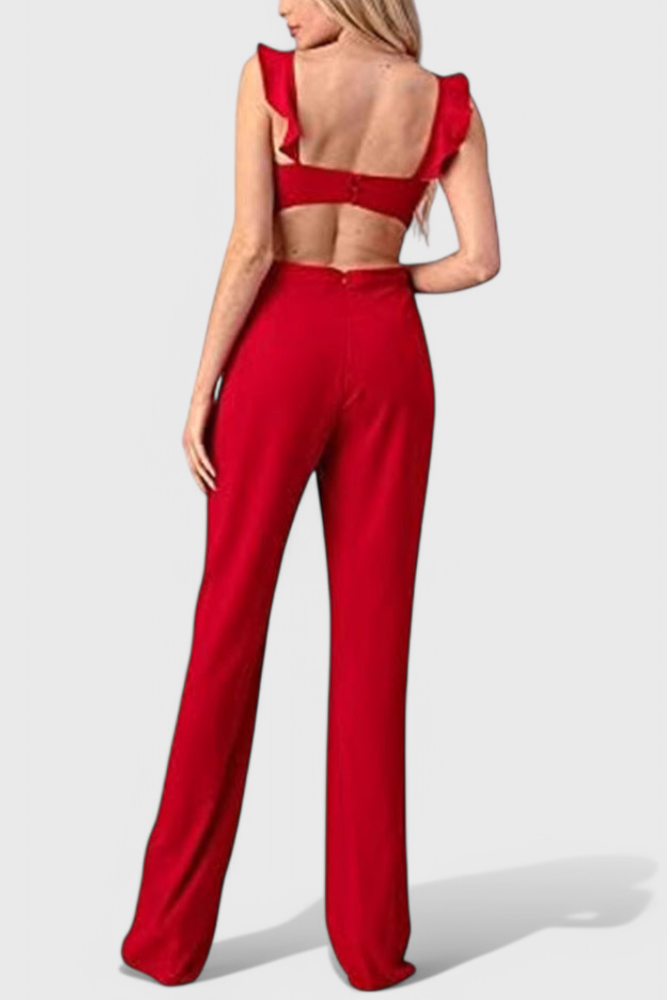 Chantal Cut-Out Sleeveless Jumpsuit with Wide Leg Design