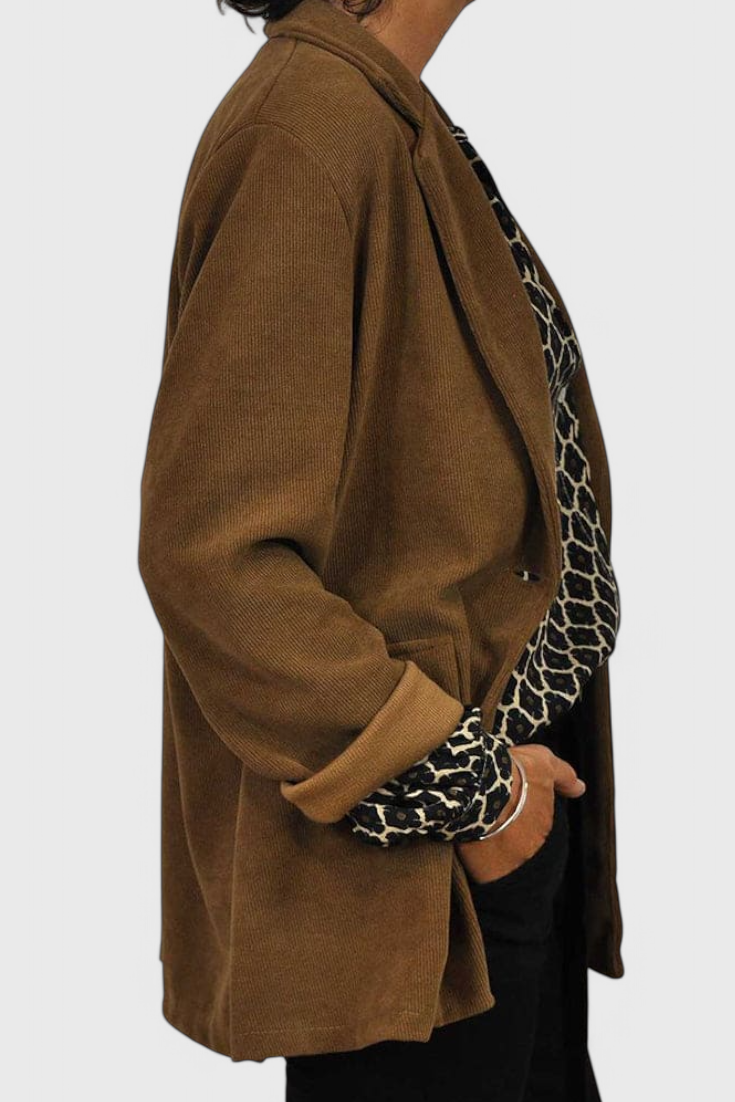 Jemima Geometric Print Blouse with Button Accents