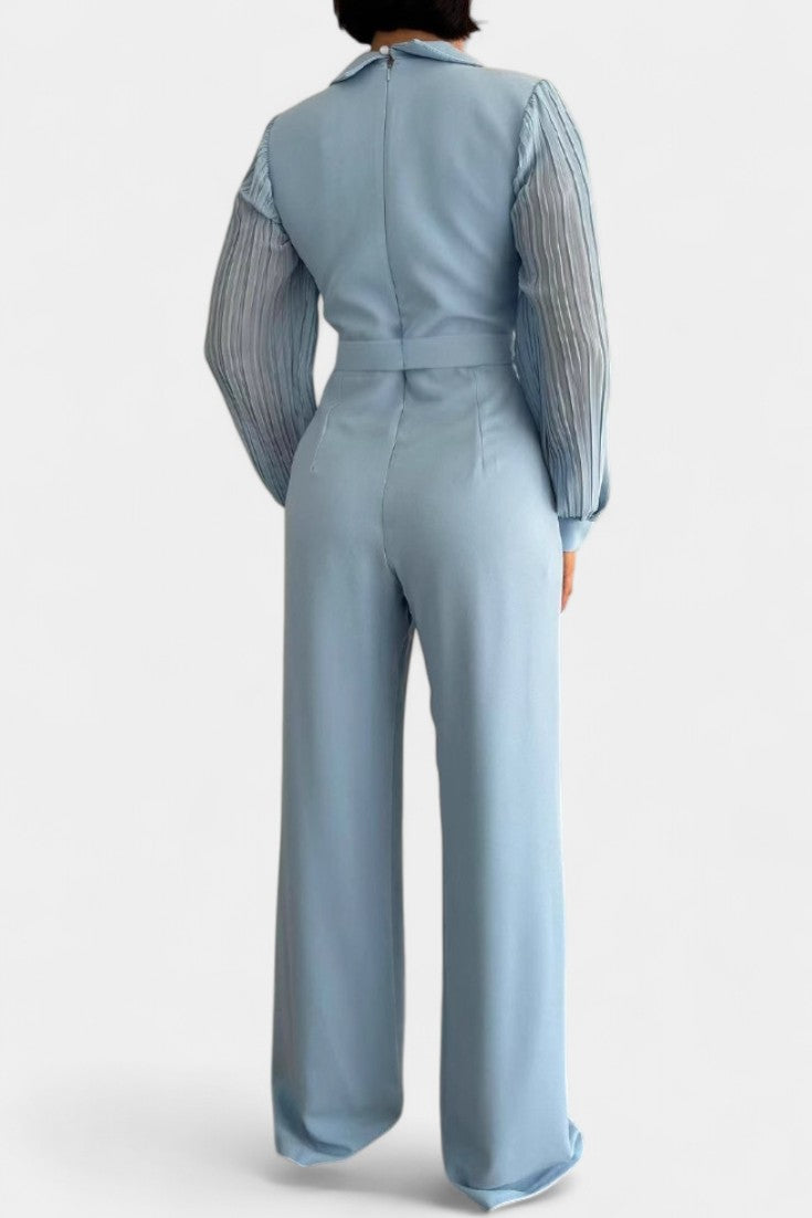 Dénéa Elegant Jumpsuit with Tailored Collar and Ruffled Accents