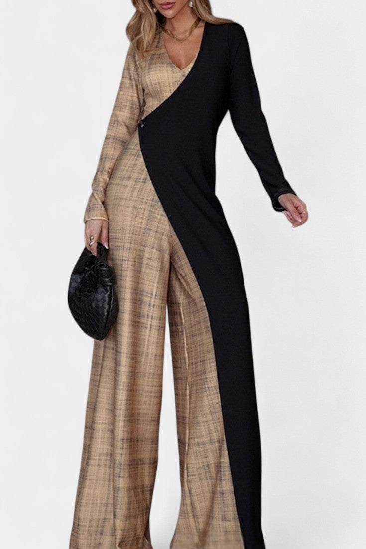 Chic Colorblock Wide-Leg Jumpsuit