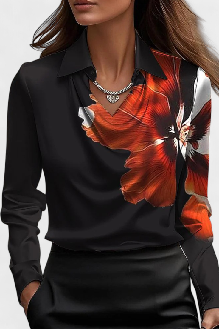 Cascade Neckline Satin Blouse by Dilnaz