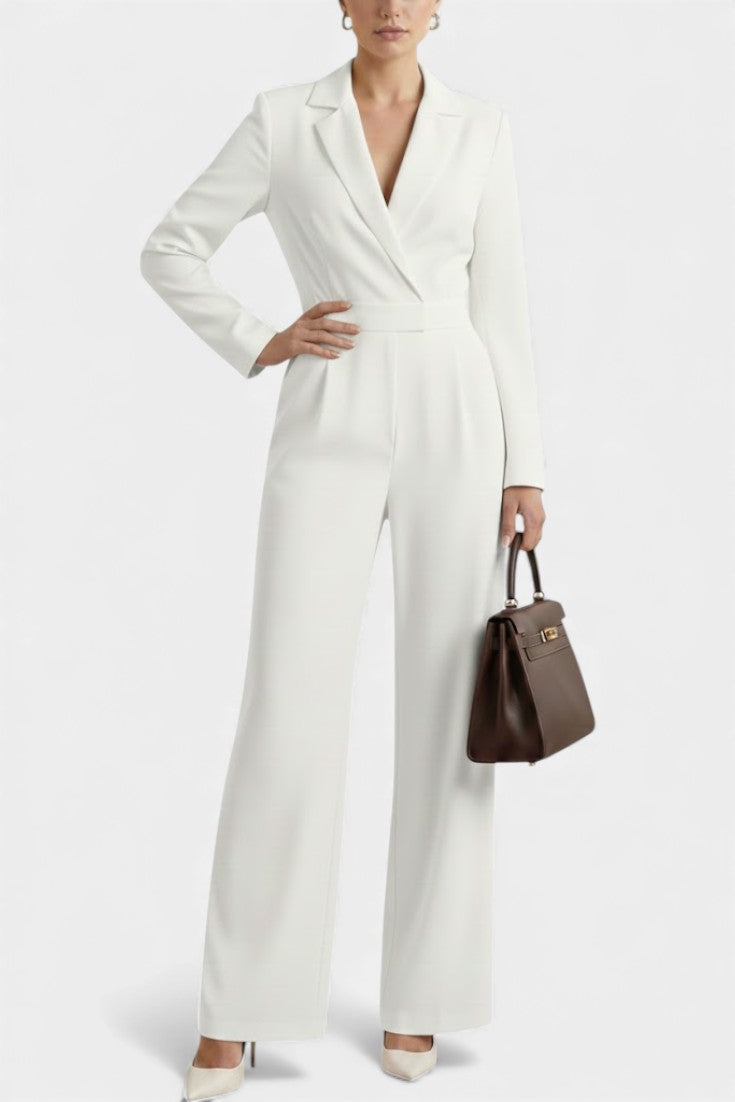 Ximena High-Waisted Long Sleeve Jumpsuit Featuring Pockets