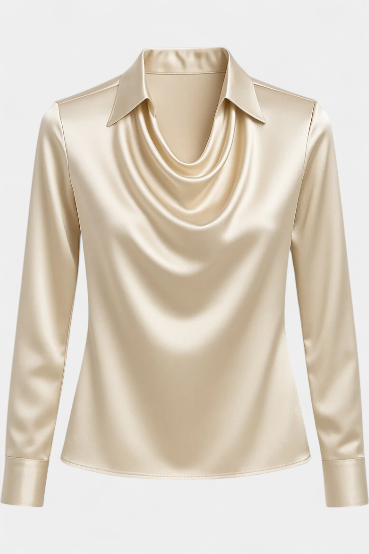 Cascade Neckline Satin Blouse by Dilnaz